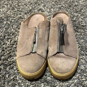Frye Brown Suede Slip-On Shoes with Zipper